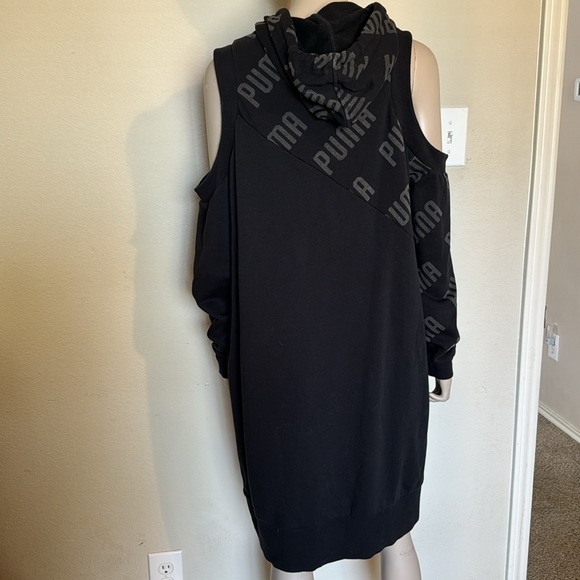 Puma En Pointe black, cold shoulder athletic sweatshirt Dress, size large - Picture 8 of 11